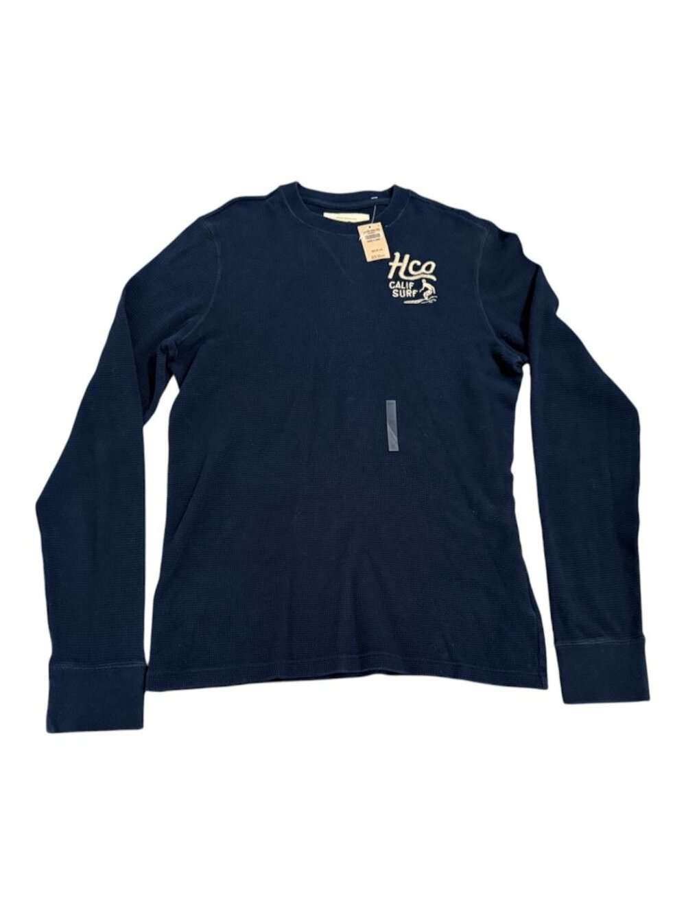 Hollister Shirt XL Navy Blue Waffle Knit Thermal Long Sleeve Cotton HCO Surf NWT